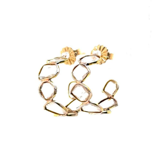 Slice Moissanite Hoop Earrings, Gold-Plated on Silver