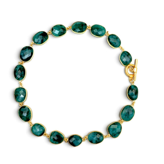 Faceted Emerald Bezel-Set Toggle Necklace