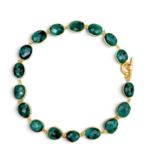 Faceted Emerald Bezel-Set Toggle Necklace