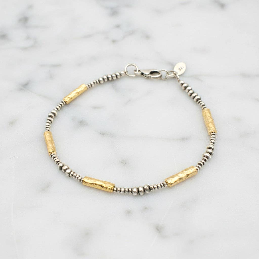 Hammered Mixed Metal Bracelet
