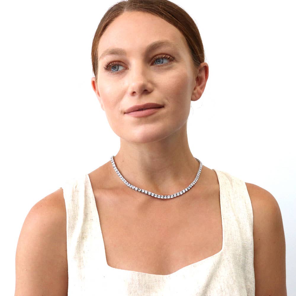 Sterling Silver Cubic Zirconia Tennis Necklace