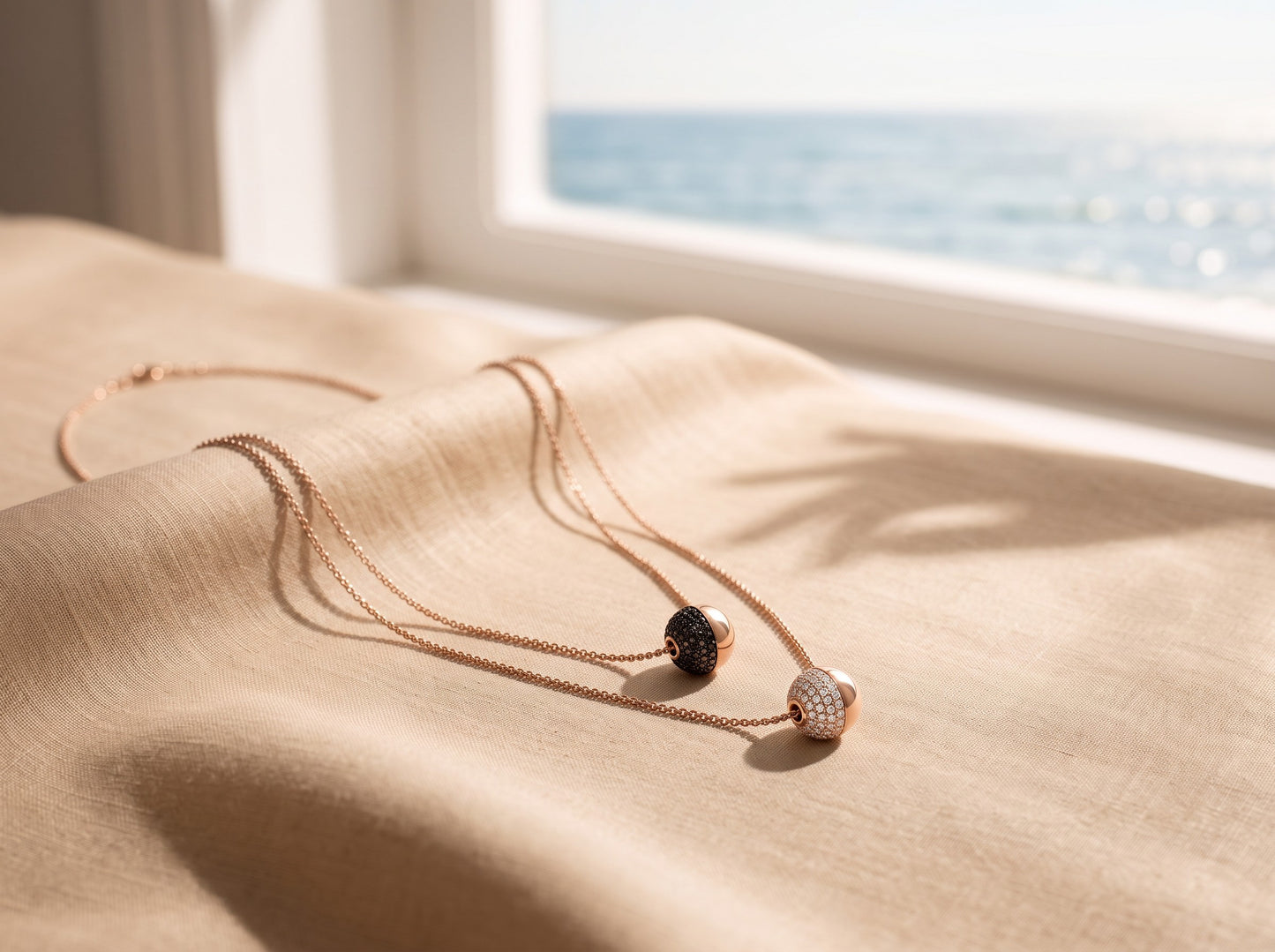 Bronzallure Double Sphere Layered Necklace