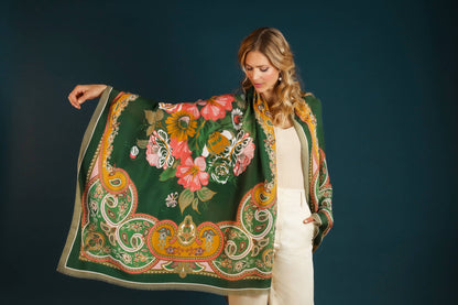 Print Folk Art Floral Scarf