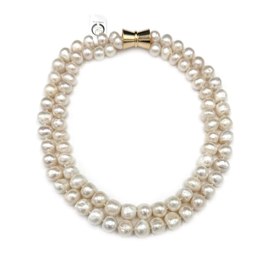 White Bam Bam Double Strand Necklace