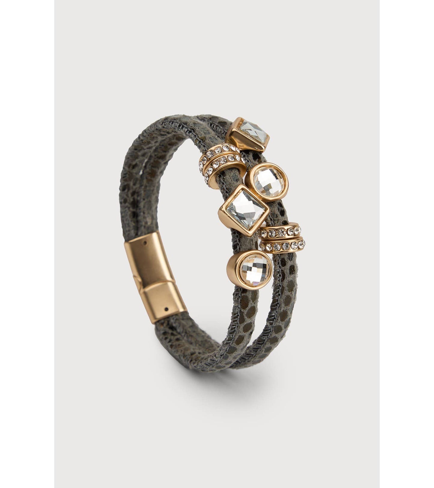 Bling Charm Leather Scale Bracelet