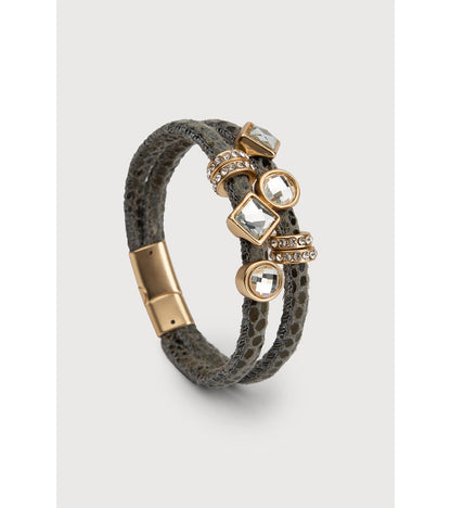 Bling Charm Leather Scale Bracelet