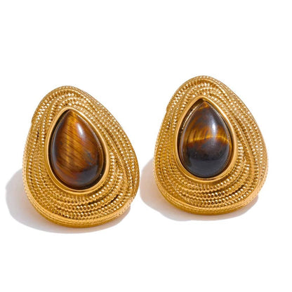 Vintage Drop Tiger's Eye Earrings