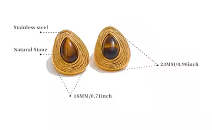 Vintage Drop Tiger's Eye Earrings