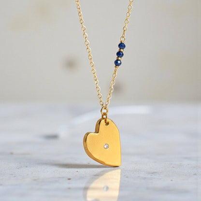 Heart of Gold Diamond & Sapphire Necklace
