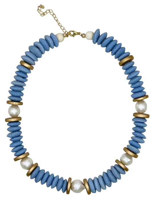 Lagos Collar Necklace in Sky Blue