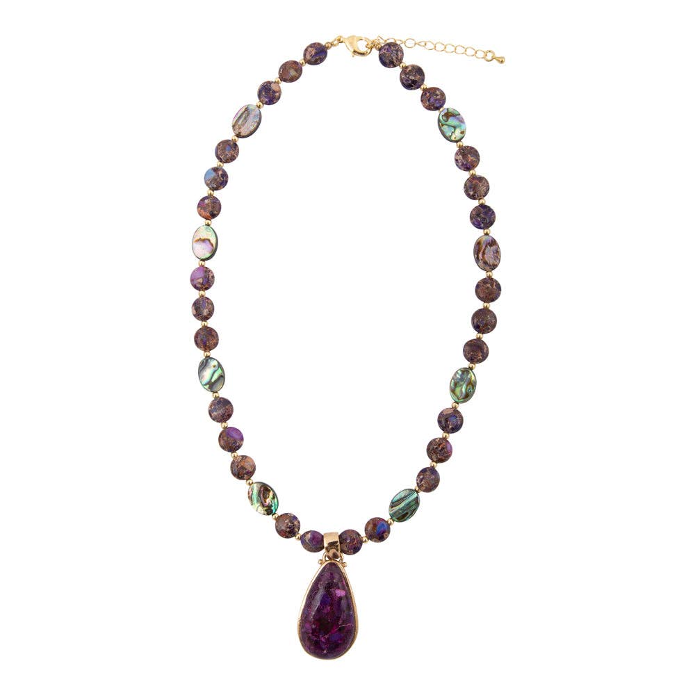 Purple Turquoise Golden Pendant Necklace