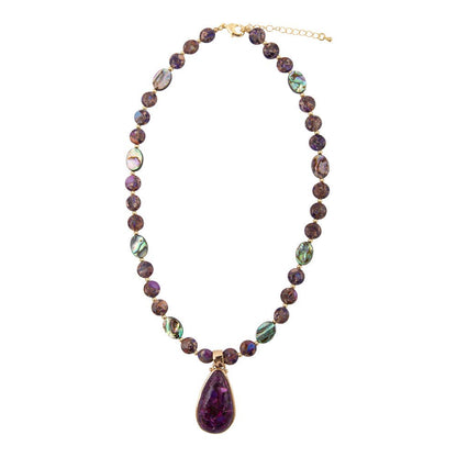 Purple Turquoise Golden Pendant Necklace
