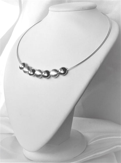 Sterling Silver Orb Collar Necklace