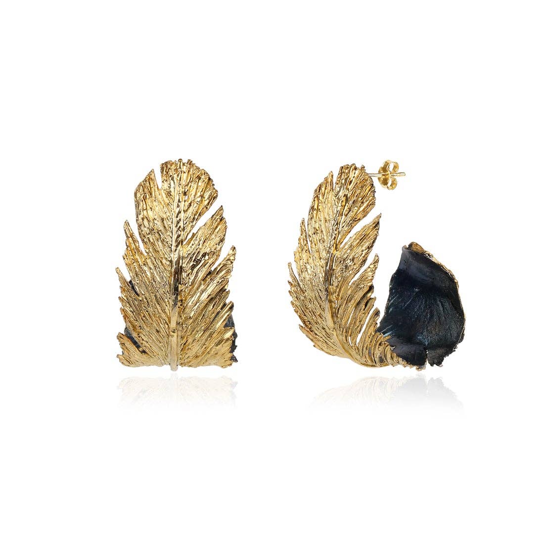 Handmade Feather Hoop Earrings