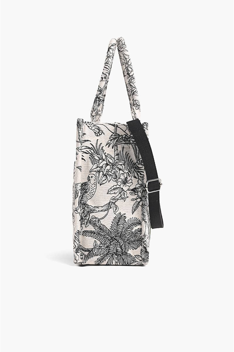 Leopard Floral Embellished Tote