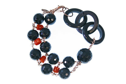 Black Onyx, Horn & Coral Bracelet by Amle