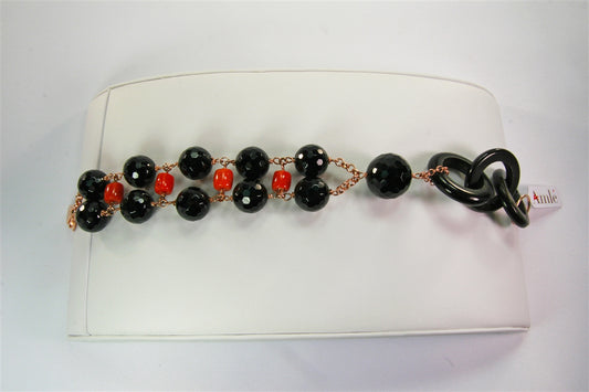 Black Onyx, Horn & Coral Bracelet by Amle view 2