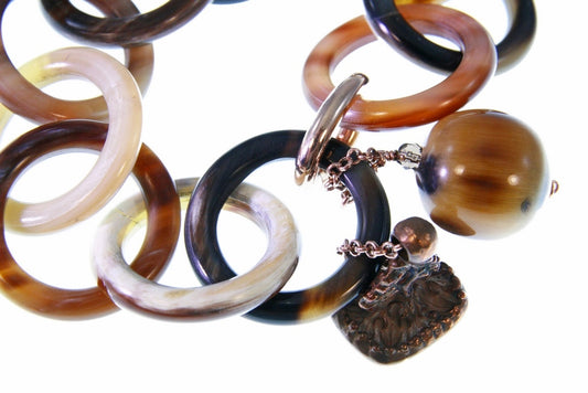 Natural Brown Horn Charm Bracelet by Amle view 2