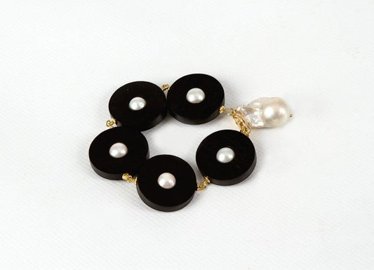 Black Ebony & White Pearl Bracelet