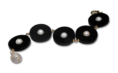 Black Ebony & White Pearl Bracelet view 2