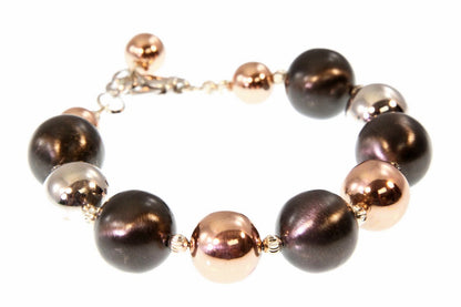 Tri-Color Sterling Silver Bead Bracelet