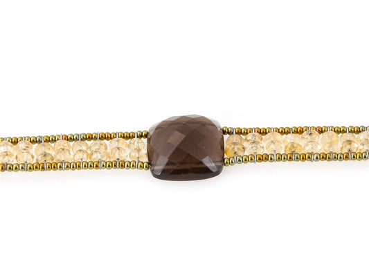 Ziio's Armonia Tennis Bracelet in Smokey Quartz & Citrine