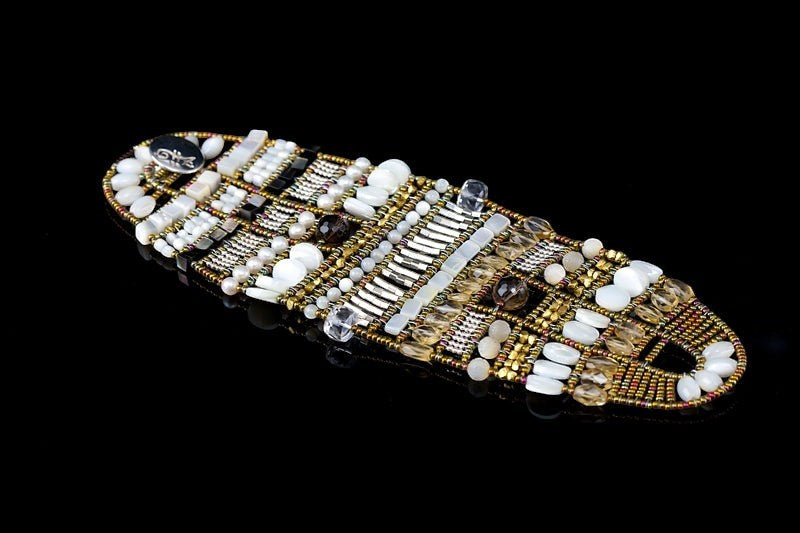 Statement Cuff Bracelet in Citrine & Pearl by Ziio view 2
