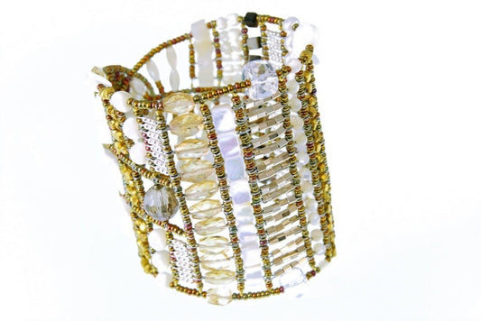Statement Cuff Bracelet in Citrine & Pearl by Ziio