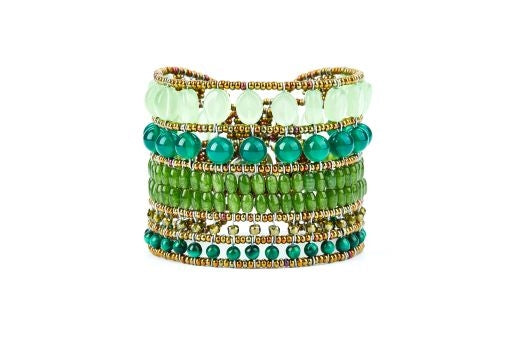 Monochromo Green Multi-Gemstone Cuff Bracelet