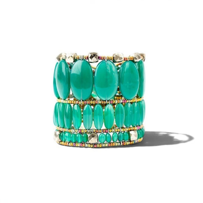 Ziio's Ovale Cuff Bracelet in Green Onyx Gemstones