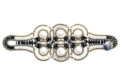 Ziio's Large Cosmic Pearl & Onyx Cuff Bracelet view 2