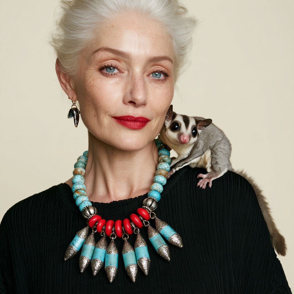 Red Coral & Turquoise Ziggurat Necklace by Masha Archer