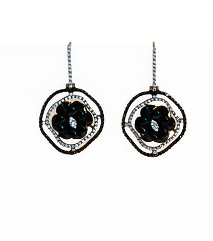 Black Onyx & Diamond Drop Earring, 18k Gold