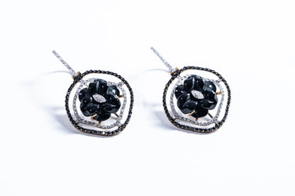 Black Onyx & Diamond Drop Earring, 18k Gold