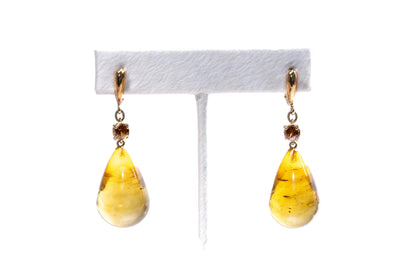 Amber Drop Earrings in 18k Gold