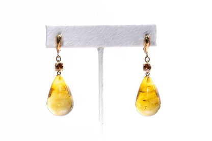 Amber Drop Earrings in 18k Gold