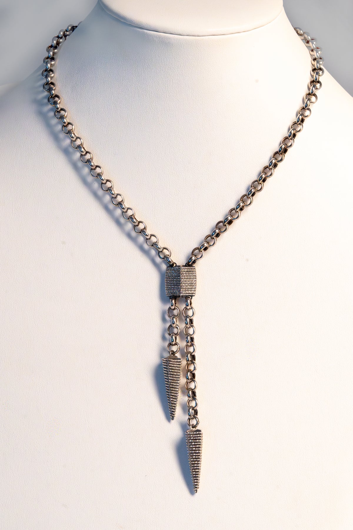 Sterling Silver Wraped Lariat Drop Necklace by Frederic Duclos