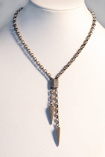 Sterling Silver Wraped Lariat Drop Necklace by Frederic Duclos