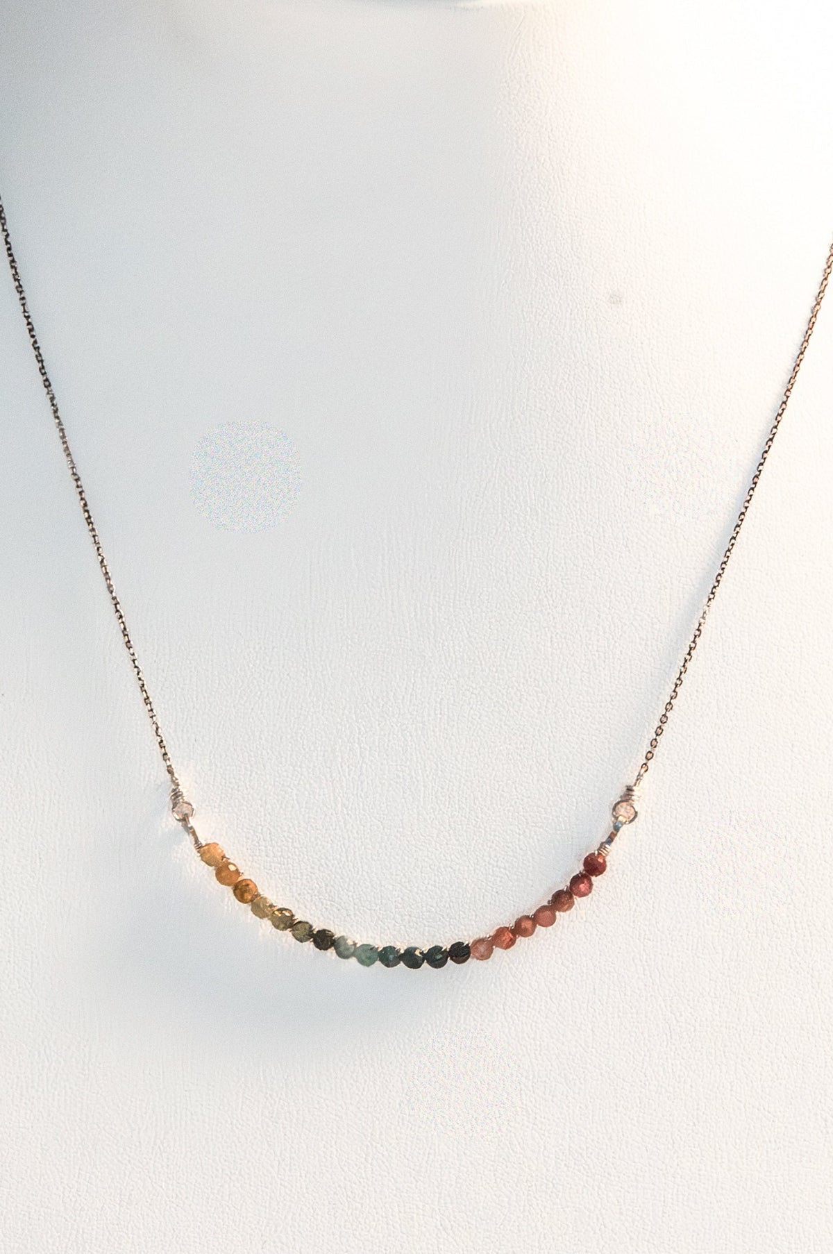 Tourmaline Curving Bar Necklace, Sterling Silver
