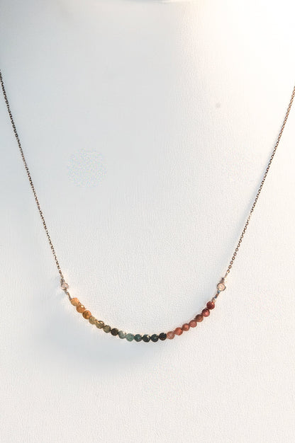 Tourmaline Curving Bar Necklace, Sterling Silver