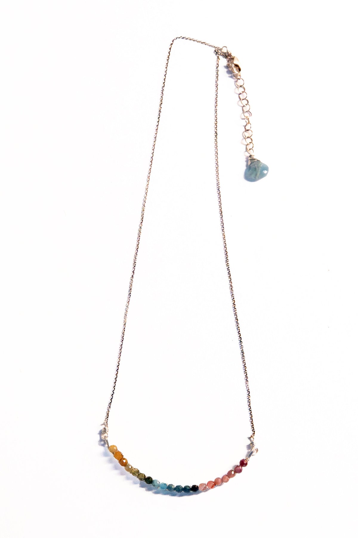 Tourmaline Curving Bar Necklace, Sterling Silver