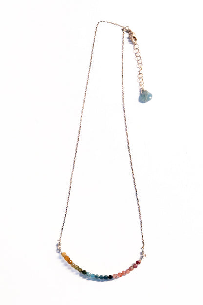 Tourmaline Curving Bar Necklace, Sterling Silver