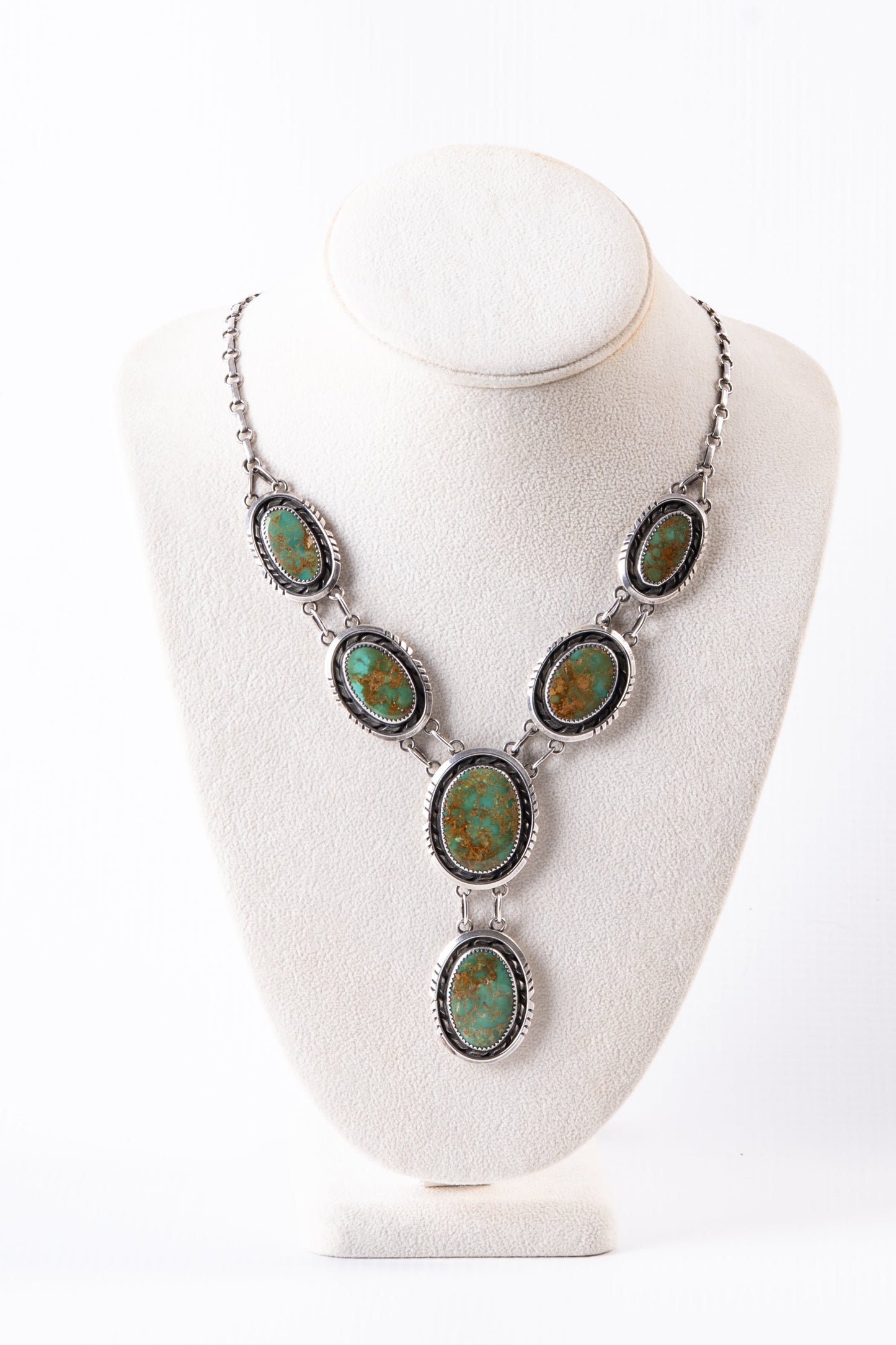 Green Tourquoise Pendant Necklace in Sterling Silver