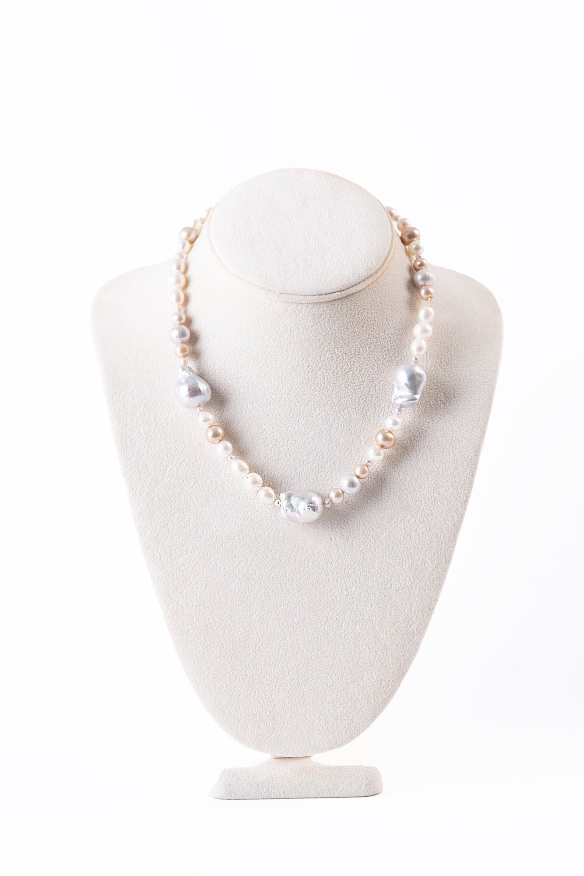 Mixed Color Freshwater & Baroque Pearl Necklace, 18k Gold