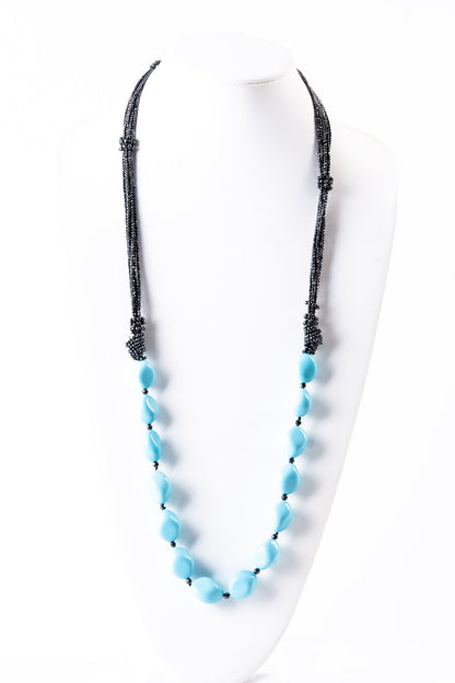 Long Turquoise and Hematite Necklace