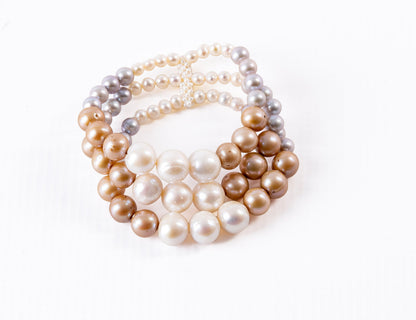 Mixed Color Three Strand Pearl Bracelet