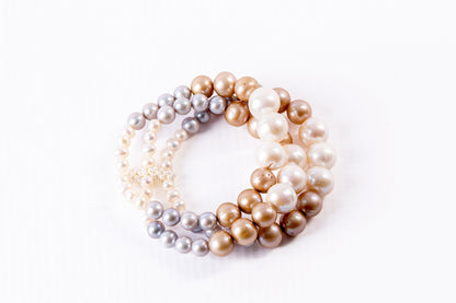 Mixed Color Three Strand Pearl Bracelet