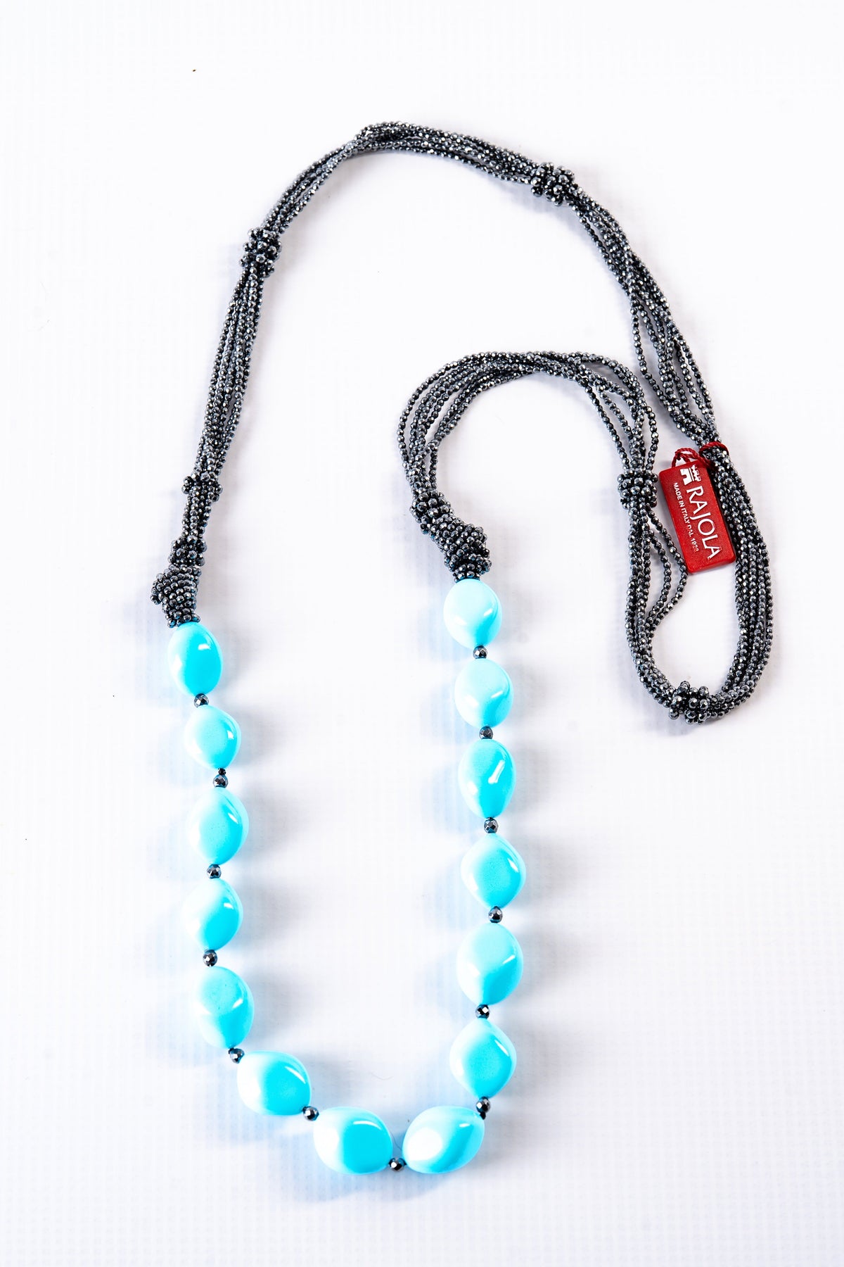 Long Turquoise and Hematite Necklace