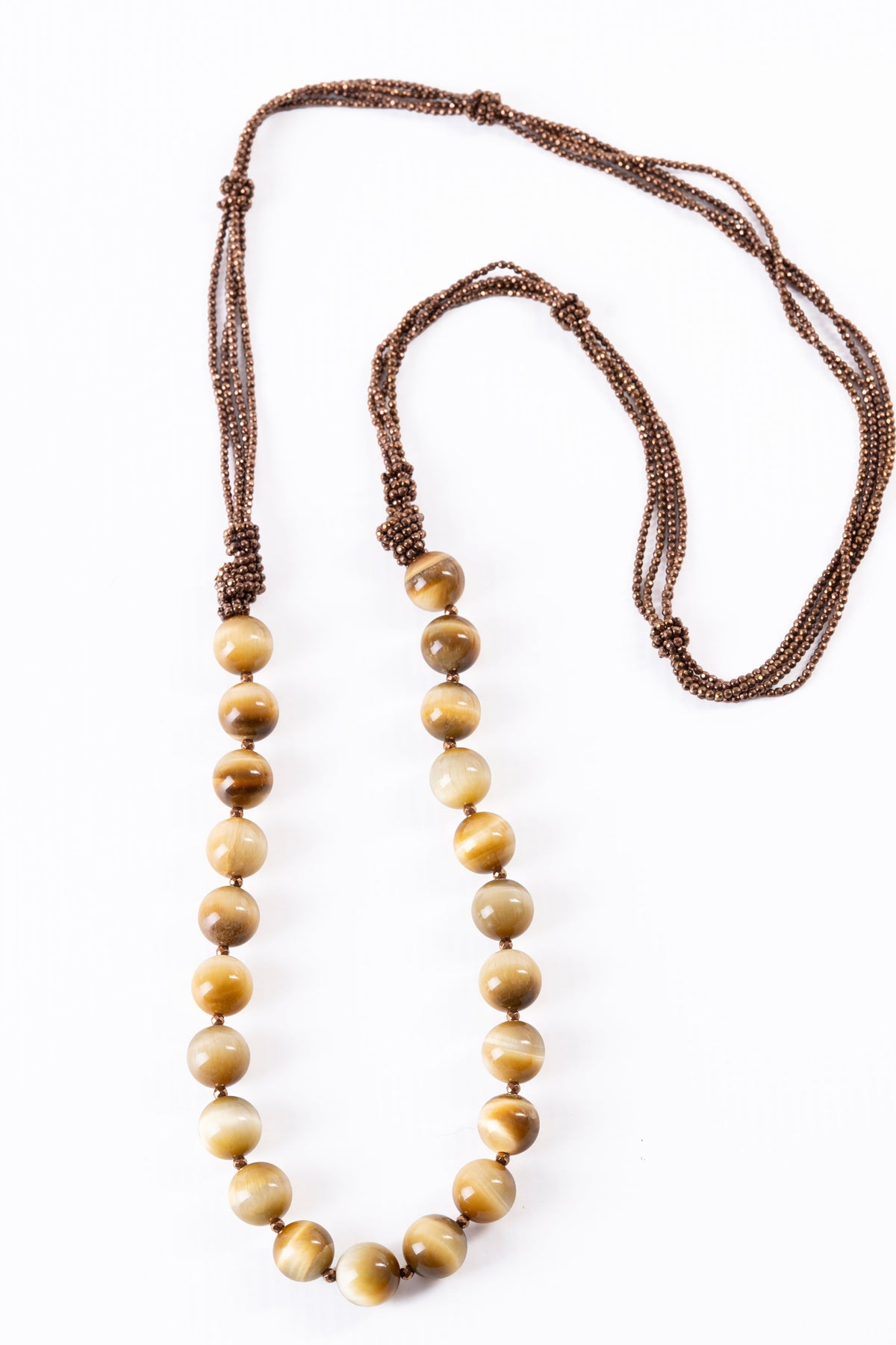 Long Tiger Eye & Hematite Necklace by Rajola