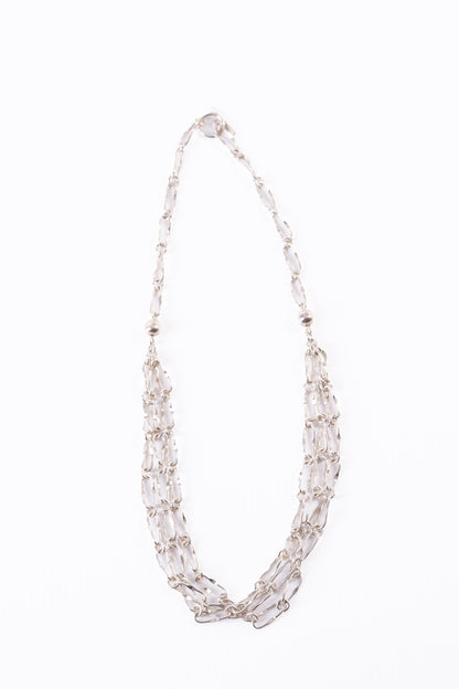 Triple Strand Sterling Silver Chain Link Necklace
